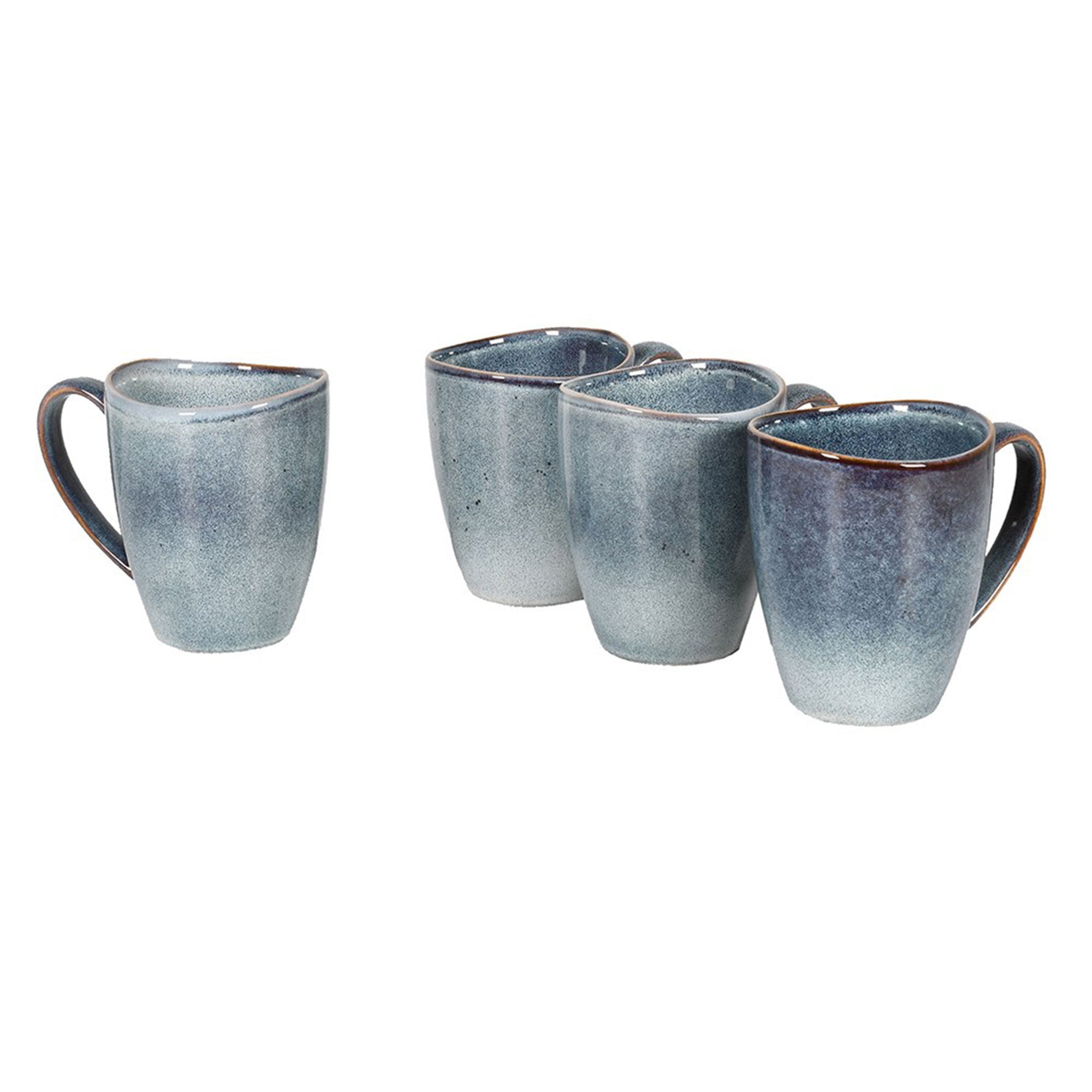 Stoneware Blue Mugs - Set of 4